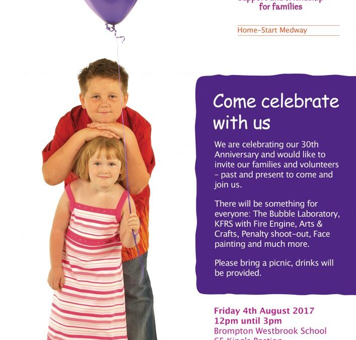 30th Anniversary celebrations 4th August at Brompton Westbrook School 12-3 pm